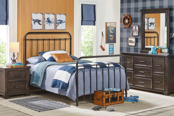 Kids Canyon Lake Java 5 Pc Bedroom with Saddlerock Dark Gray Full Metal Bed