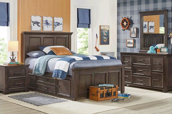 Kids Canyon Lake Java 5 Pc Full Panel Bedroom with Storage Side Rail