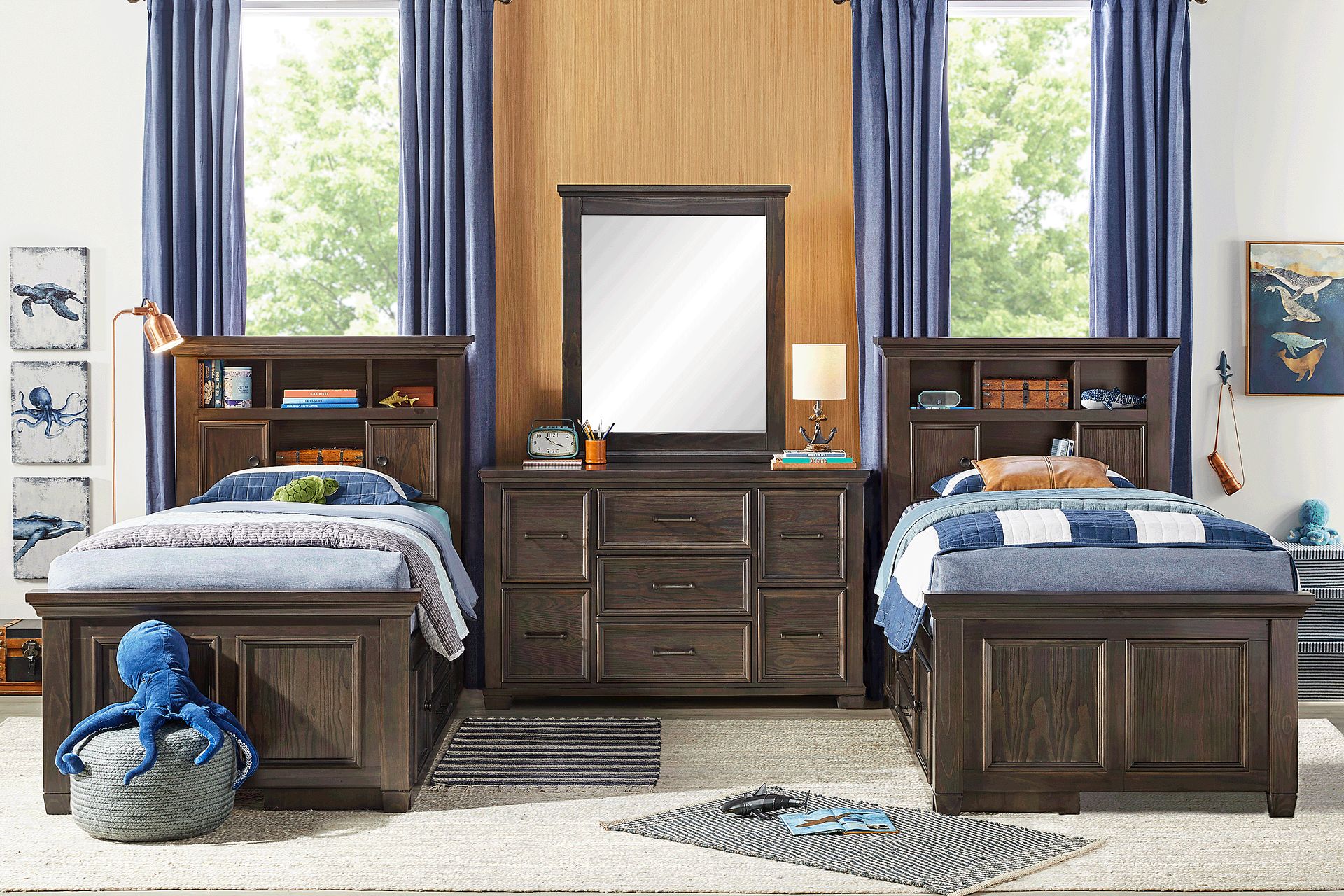 Kids Canyon Lake Java Twin Bookcase Bedroom - Image 1