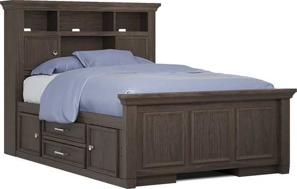 Kids Canyon Lake Java Full Bookcase Bed with 2 Storage Side Rails