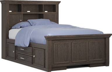 full bookcase bed with 2 storage rails