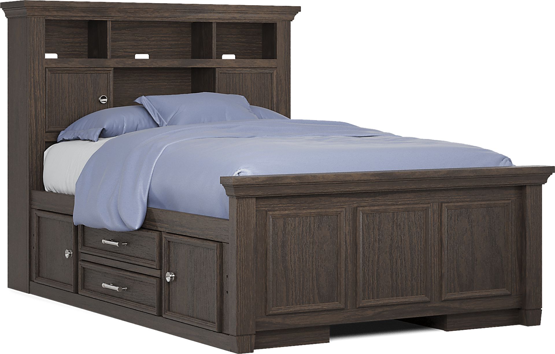 Kids Canyon Lake Java Full Bookcase Bed with 2 Storage Side Rails - Image 1