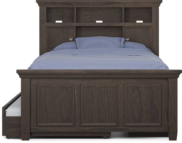 Kids Canyon Lake Java 4 Pc Full Bookcase Bed with Storage Side Rail and Trundle - Thumbnail - Image 2