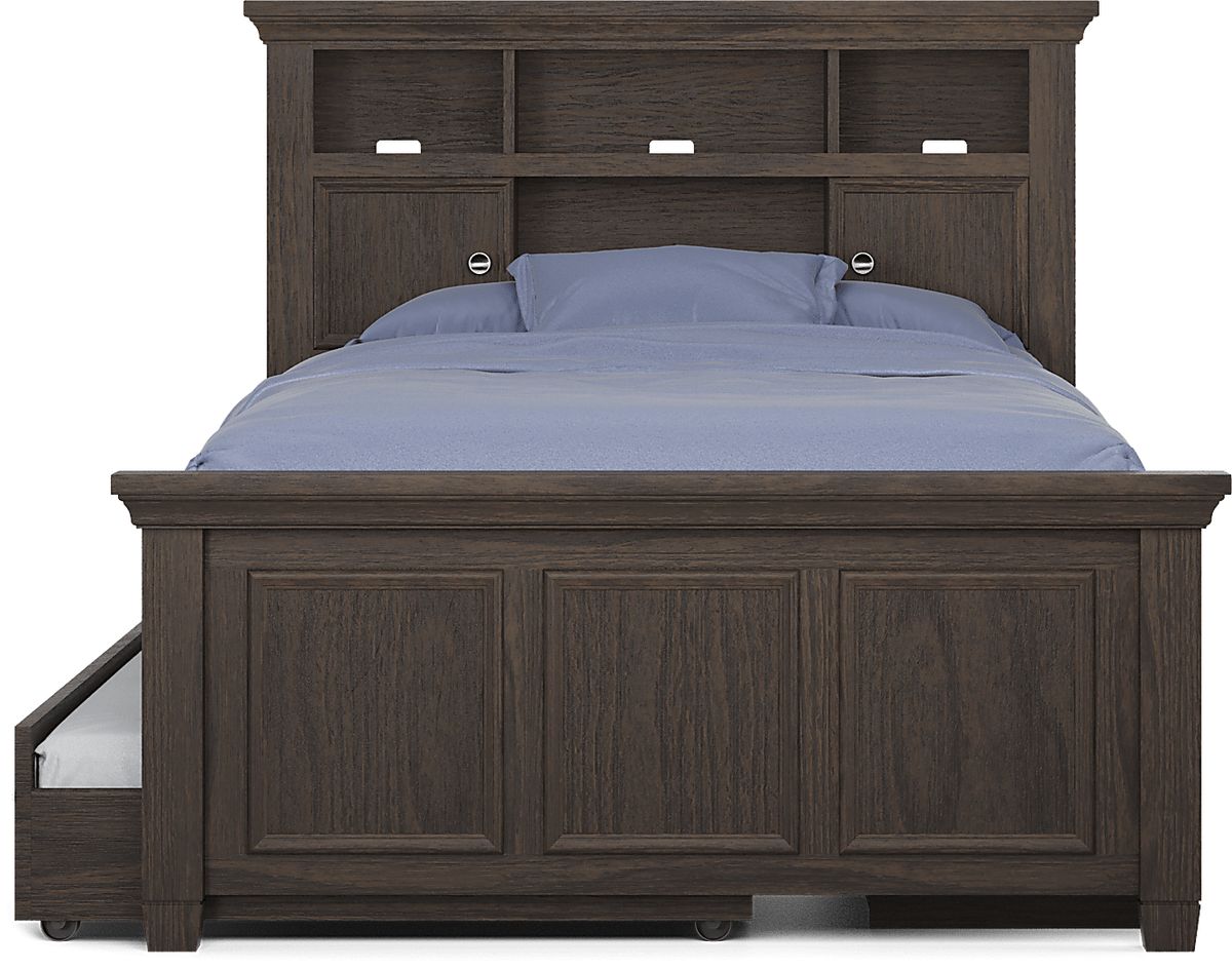 Canyon Lake 4 Pc Java Dark Wood Full Bookcase Bed With Storage | Rooms ...