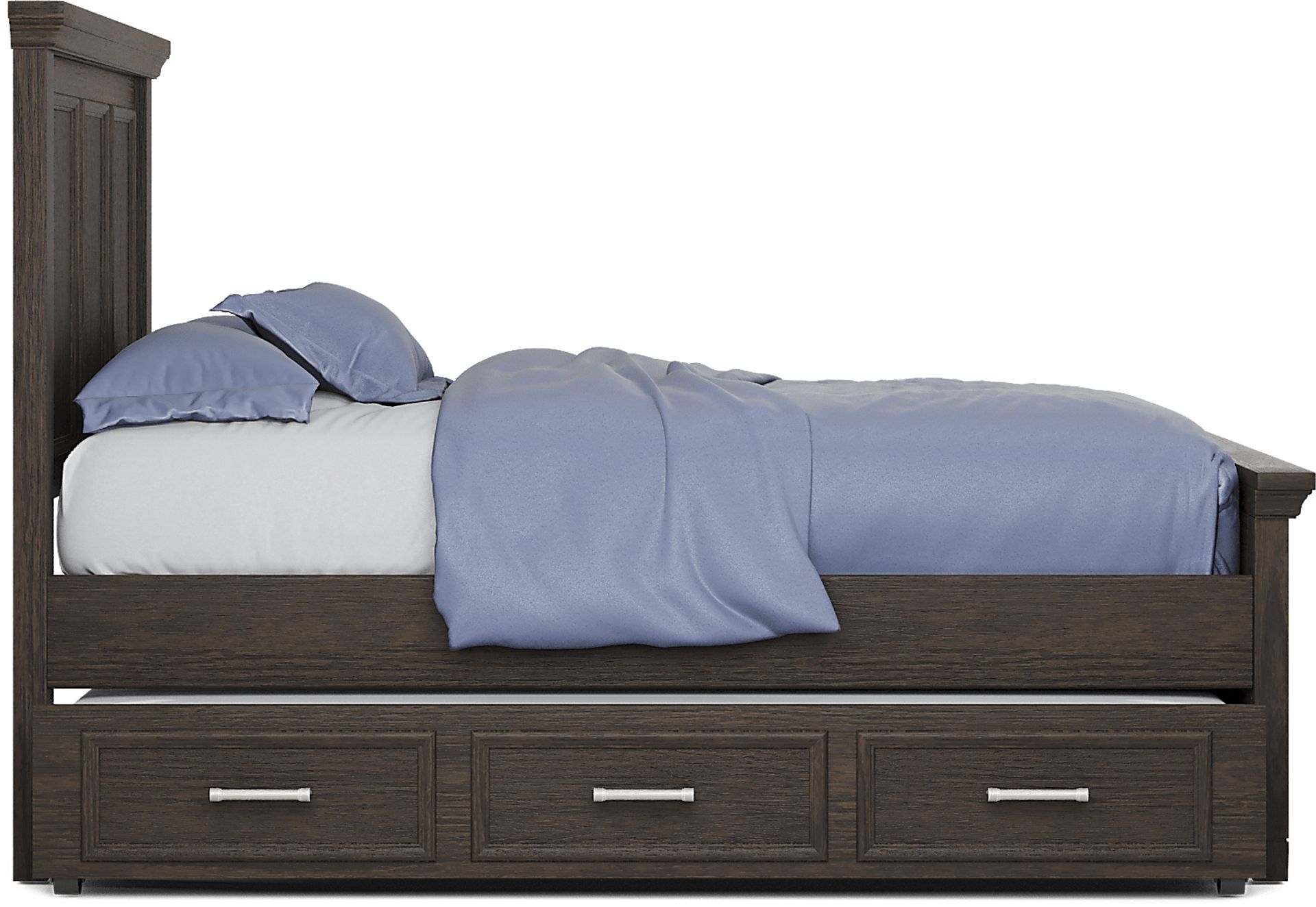 Kids Canyon Lake Java 4 Pc Full Panel Bed with Storage Side Rail and Trundle - Image 4