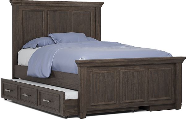 Kids Canyon Lake Java 4 Pc Full Panel Bed with Storage Side Rail and Trundle