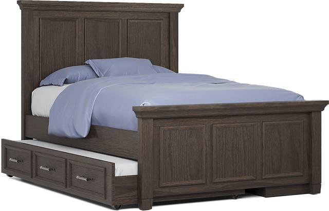 Kids Canyon Lake Java 4 Pc Full Panel Bed with Storage Side Rail and Trundle - Thumbnail - Image 1