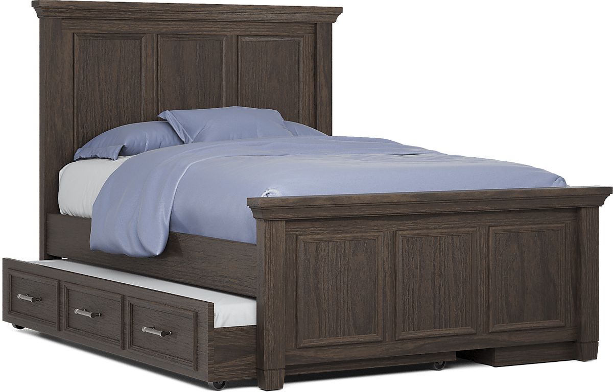 Canyon Lake 4 Pc Java Dark Wood Full Panel Bed With Storage | Rooms to Go