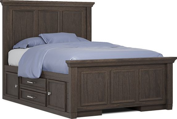 Kids Canyon Lake Java Full Panel Bed with 2 Storage Side Rails