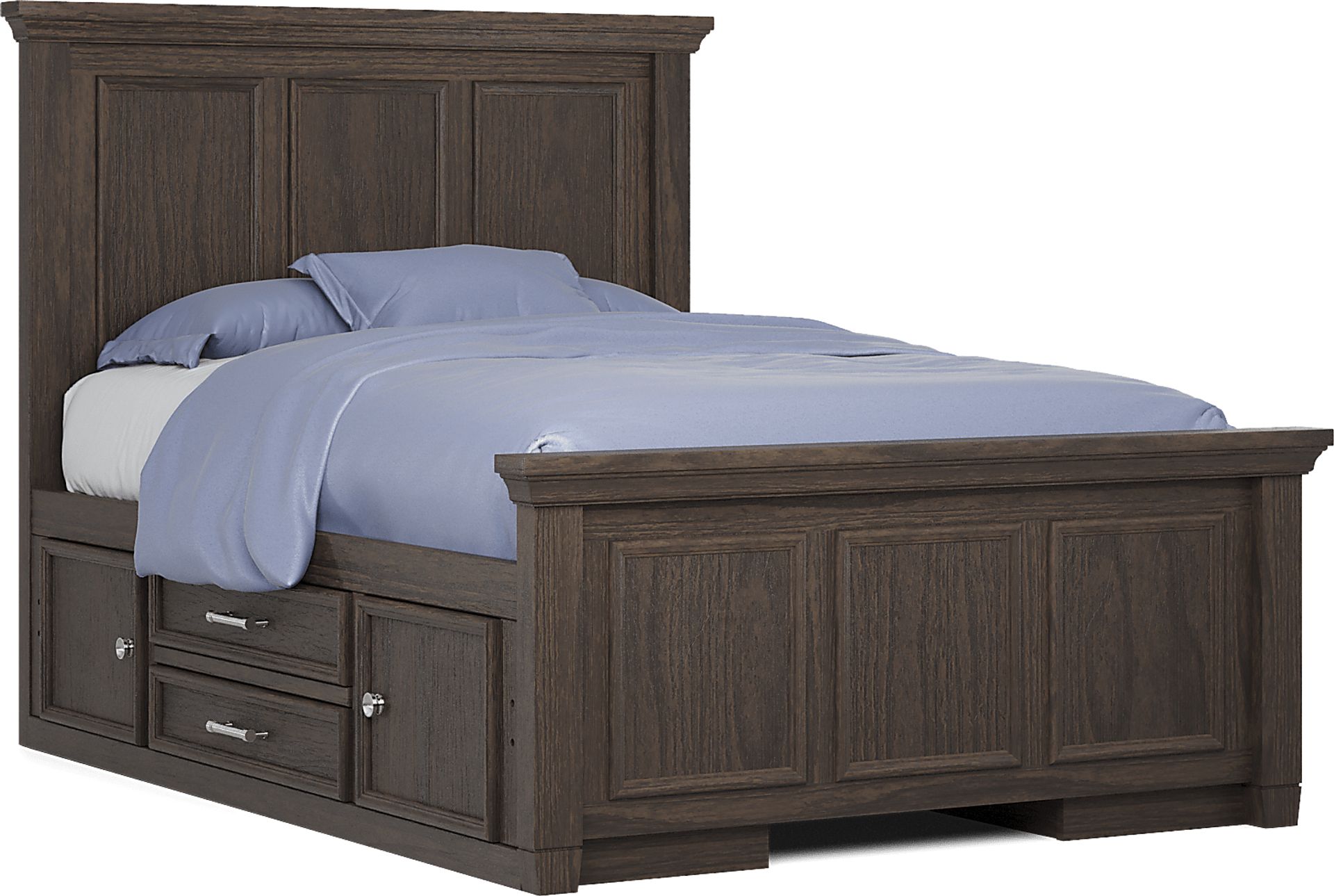 Kids Canyon Lake Java Full Panel Bed with 2 Storage Side Rails - Image 1