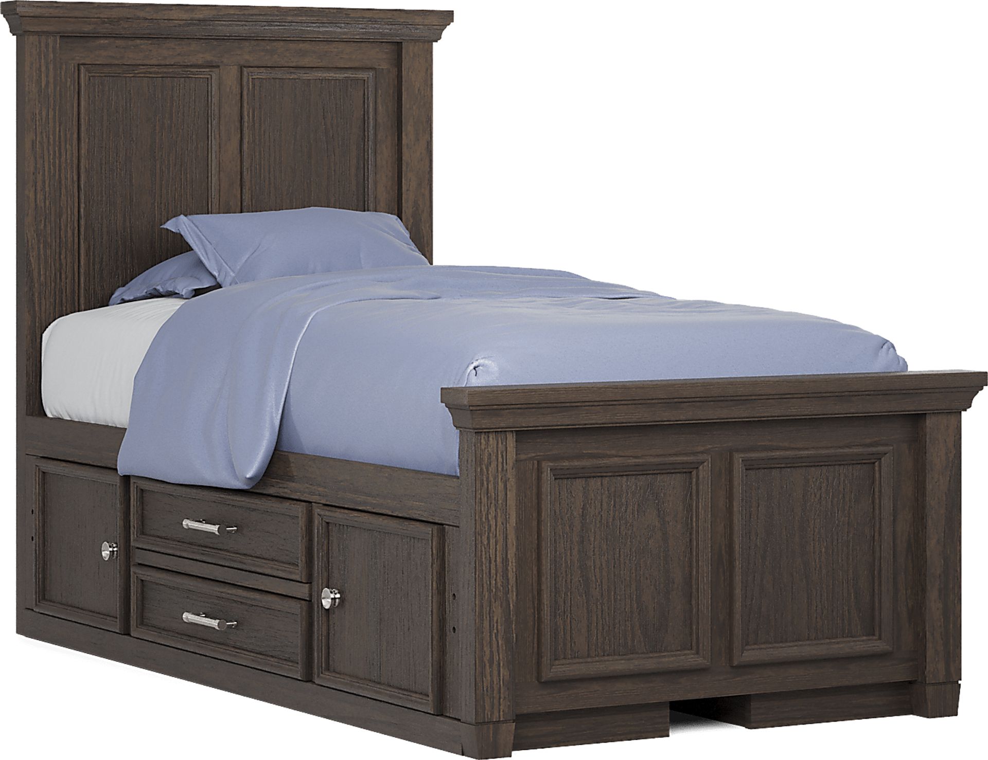 Kids Canyon Lake Java Twin Panel Bed with 2 Storage Side Rails - Image 1