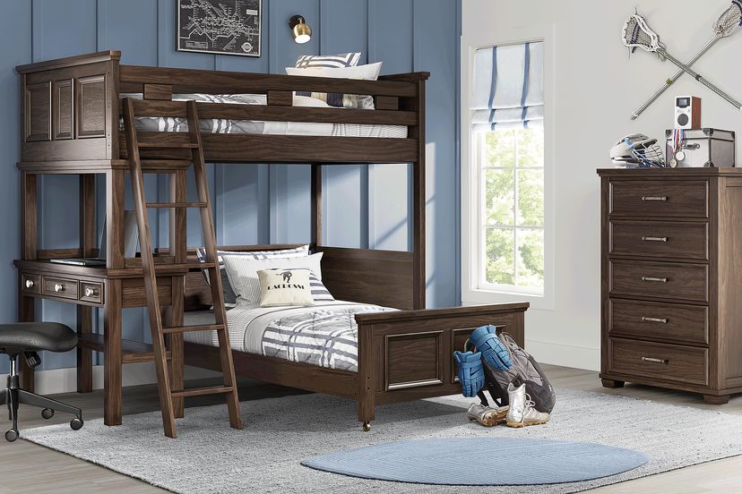 Kids Canyon Lake Java Twin/Twin Loft with Desk