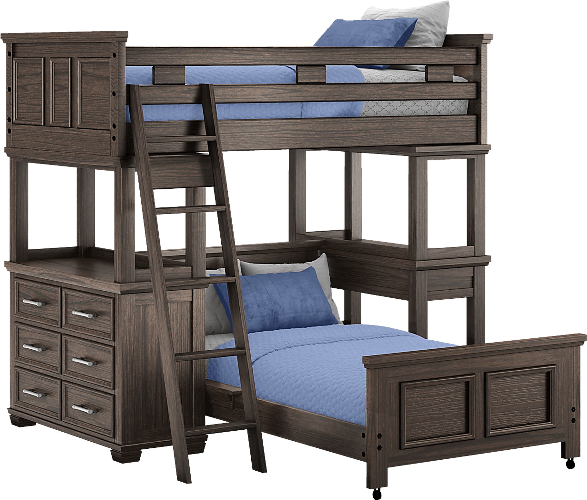 Kids Canyon Lake Java Twin/Twin Loft with Dresser and Desk - Image 1