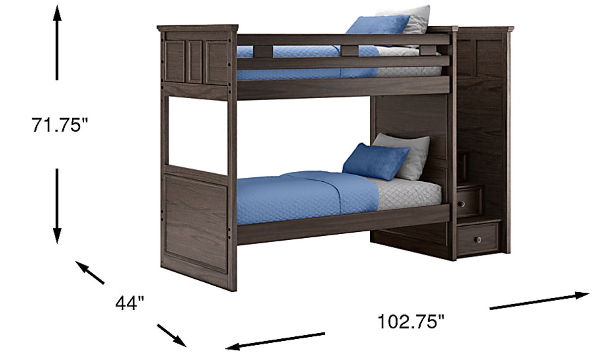 Kids Canyon Lake Java Twin Over Twin Step Bunk Bed | Rooms to Go