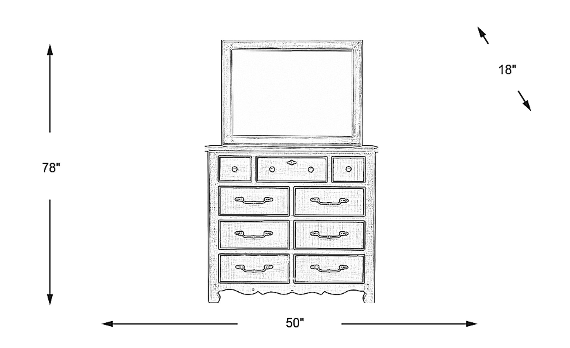 Dimension Image. Please refer to the Dimension Tab on this page for dimension details.