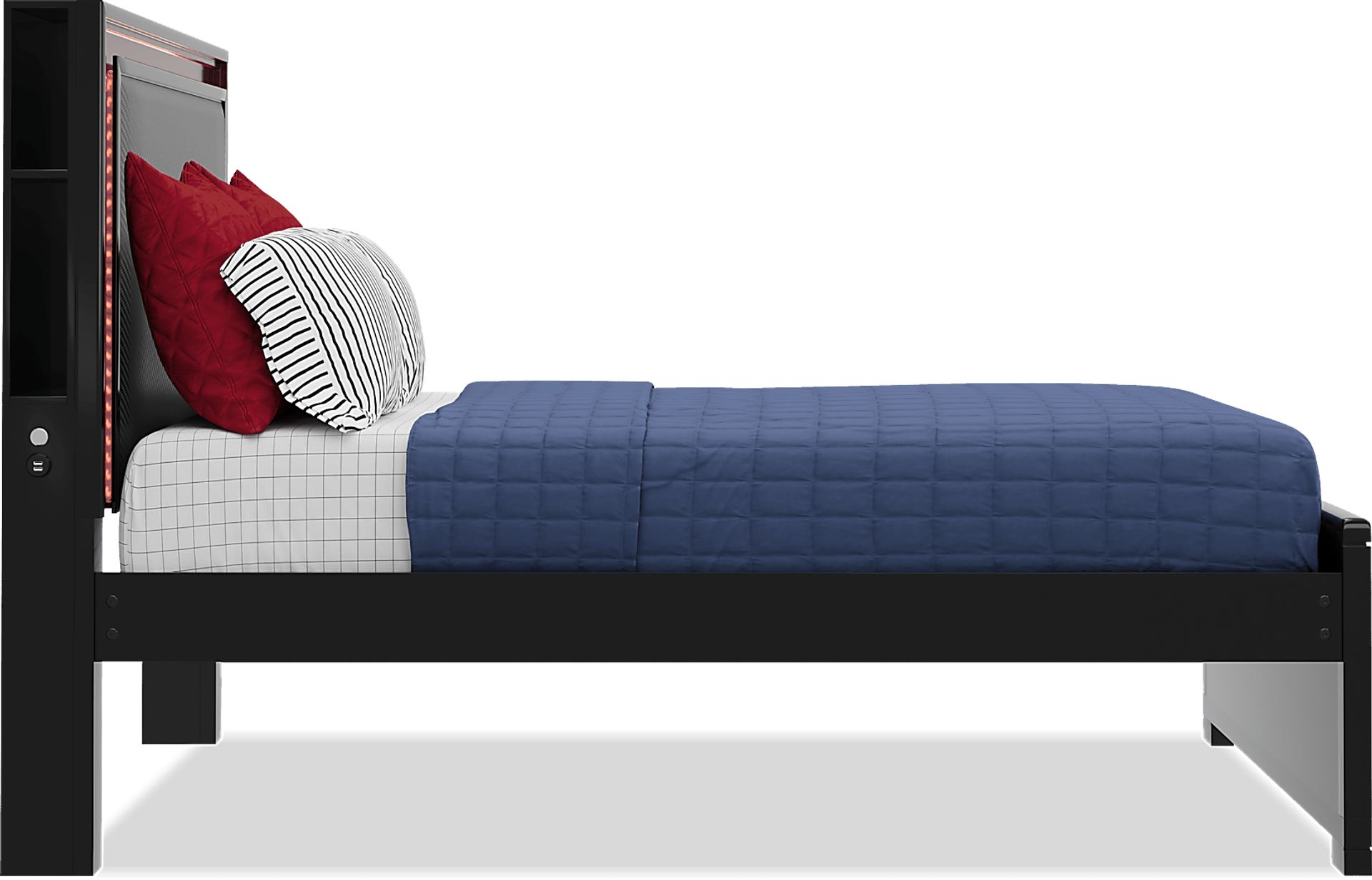 Kids Carbon Optix Black 5 Pc Full Bedroom with LED Lights - Image 6