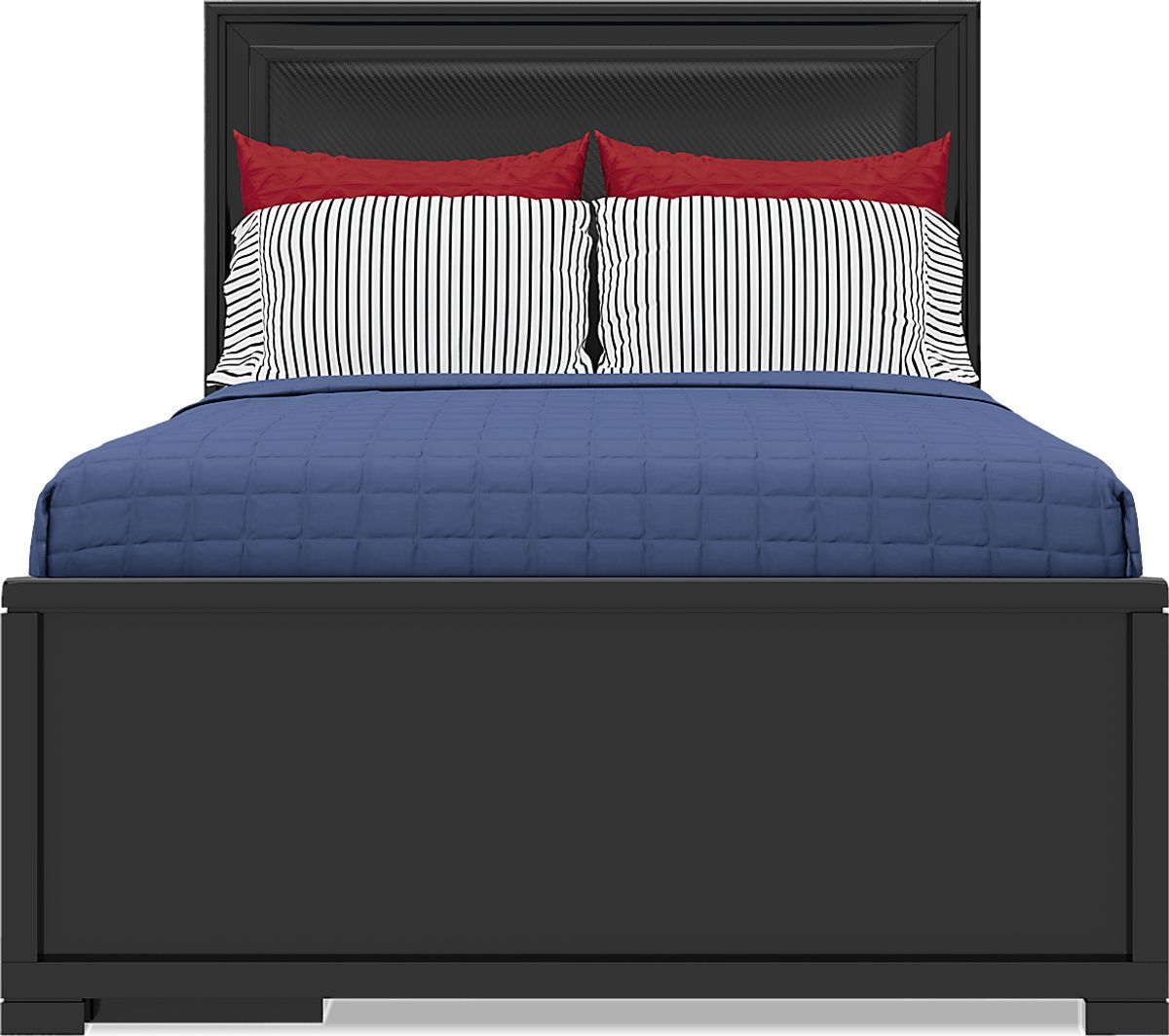 Kids Carbon Optix Black 3 Pc Full Bed with LED Lights - Rooms To Go