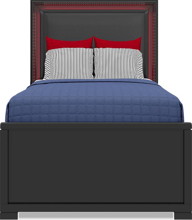 Kids Carbon Optix Black Twin Bedroom with LED Lights - Thumbnail - Image 5
