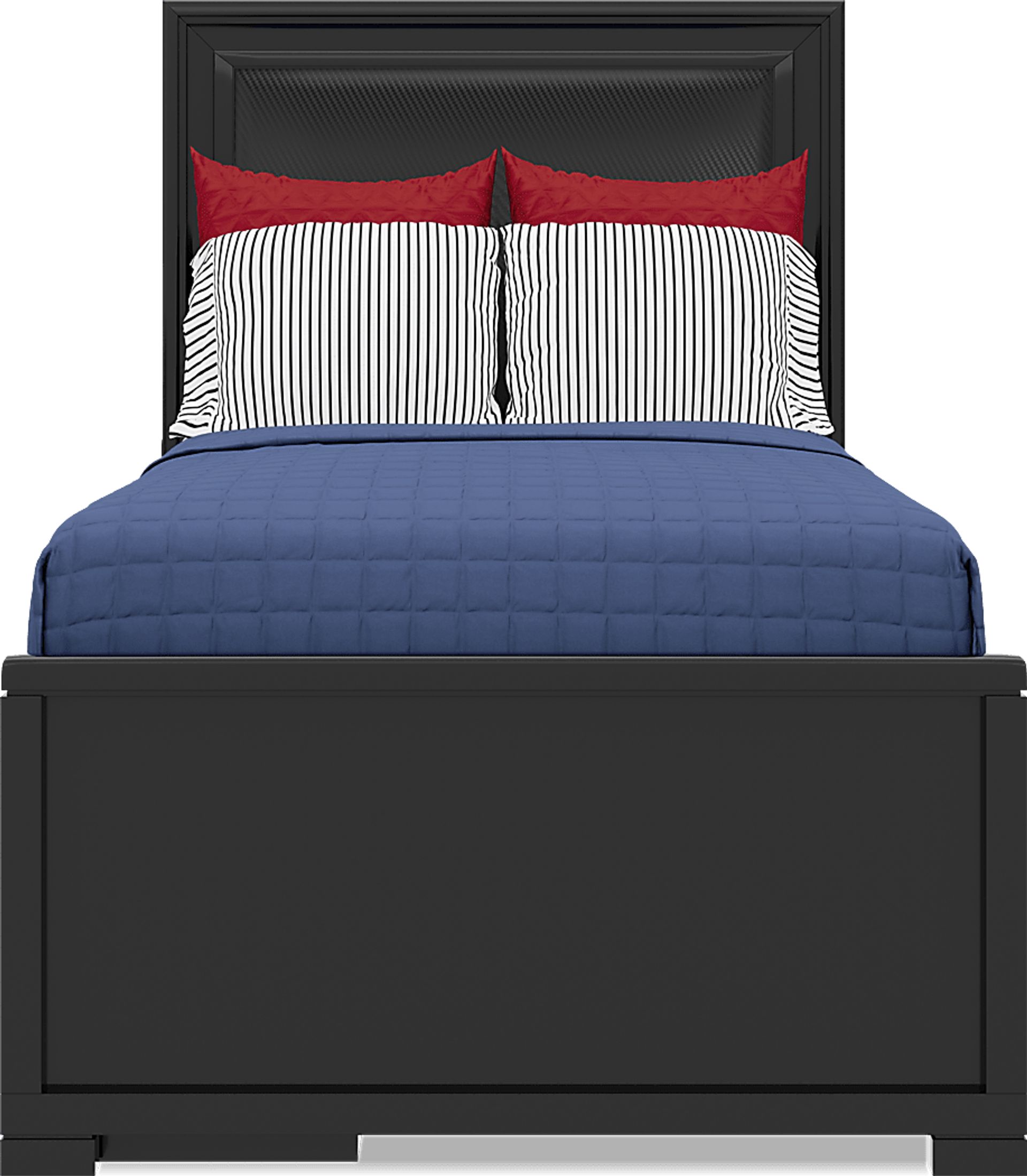 Kids Carbon Optix Black 3 Pc Twin Bed with LED Lights - Image 3
