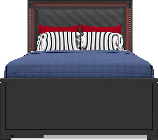 Kids Carbon Optix Black 4 Pc Full Storage Bed with LED Lights - Thumbnail - Image 3