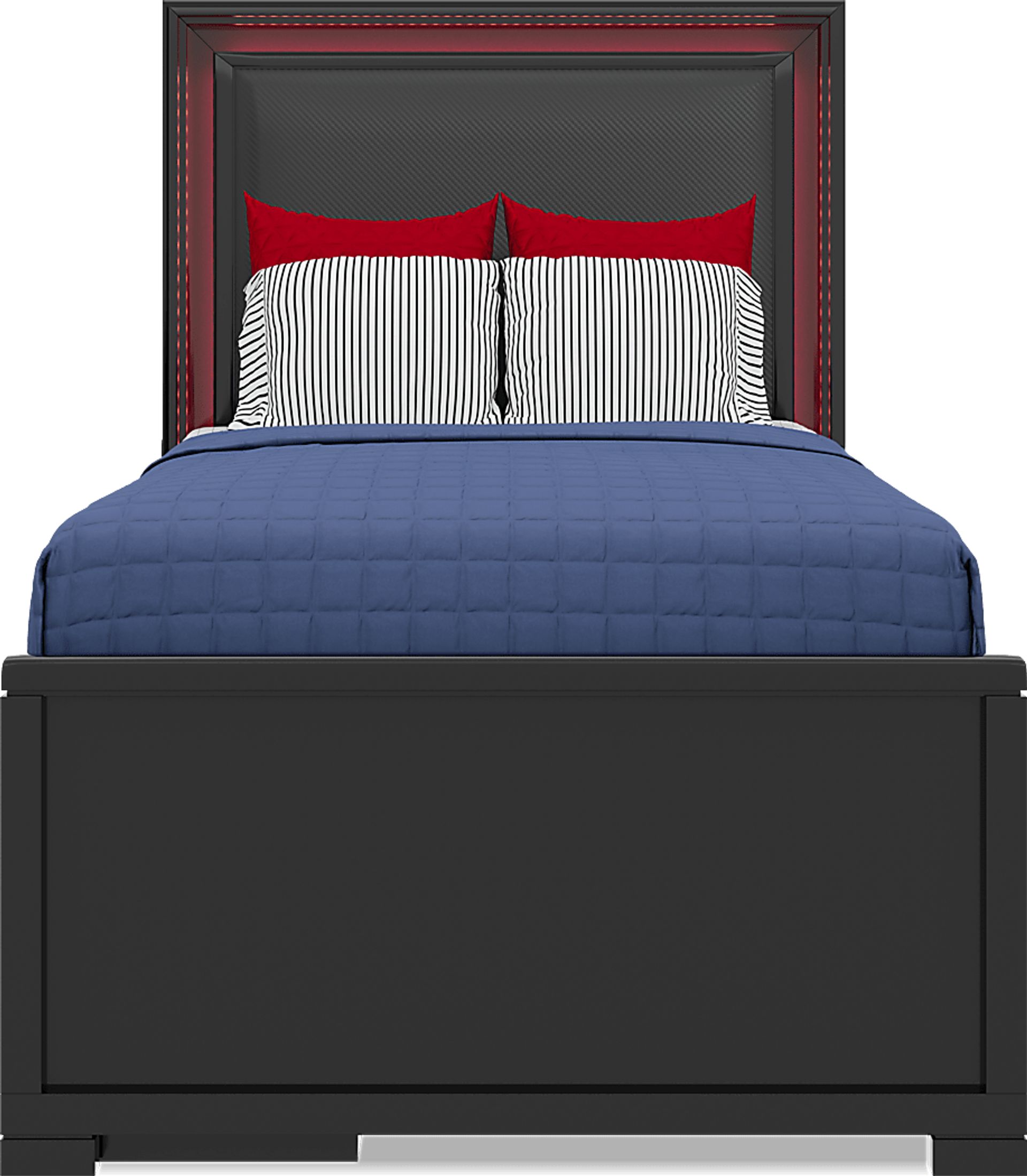 Kids Carbon Optix Black 6 Pc Twin Storage Bedroom with LED Lights - Image 3
