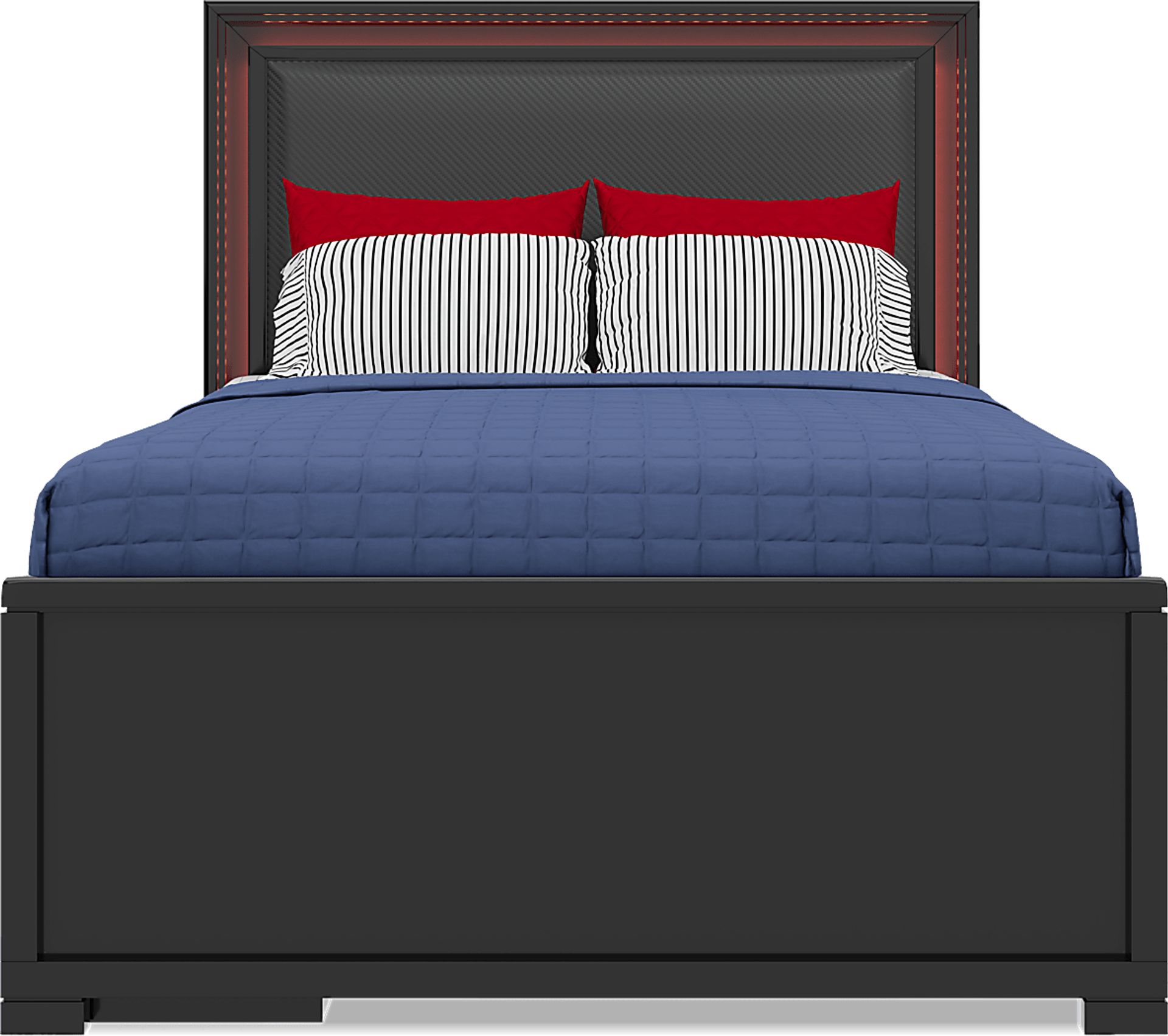 Kids Carbon Optix Black 5 Pc Full Storage Bed with LED Lights - Image 2
