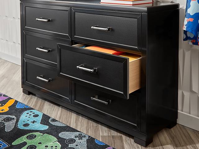 Kids Carbon Optix Black Full Bedroom with LED Lights - Thumbnail - Image 8
