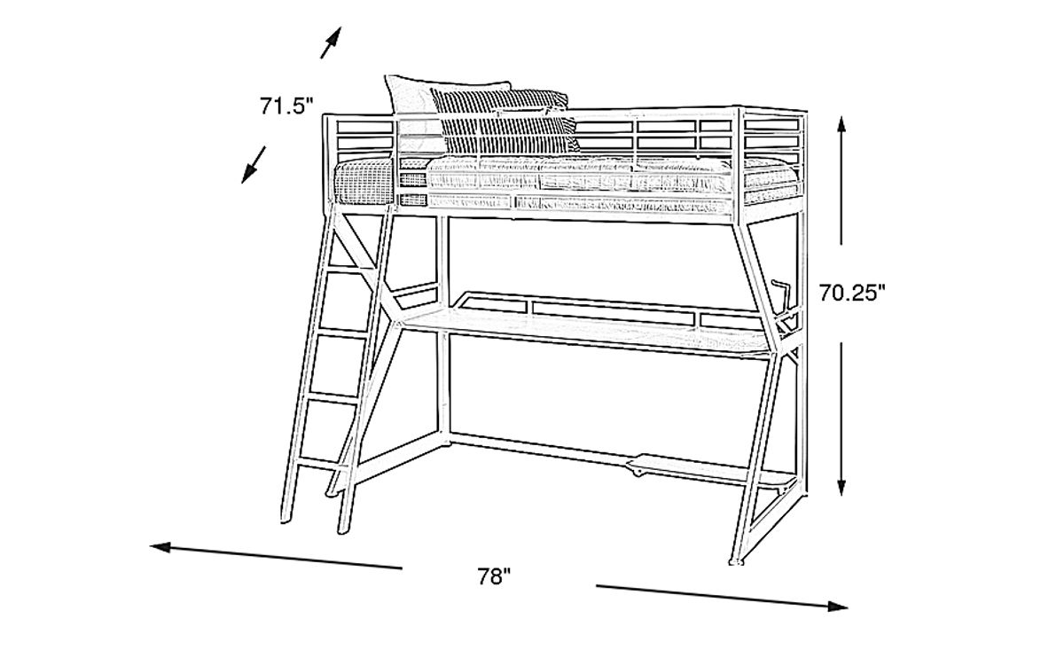 Carbon Optix Black Black,Colors Full Loft Bed | Rooms to Go