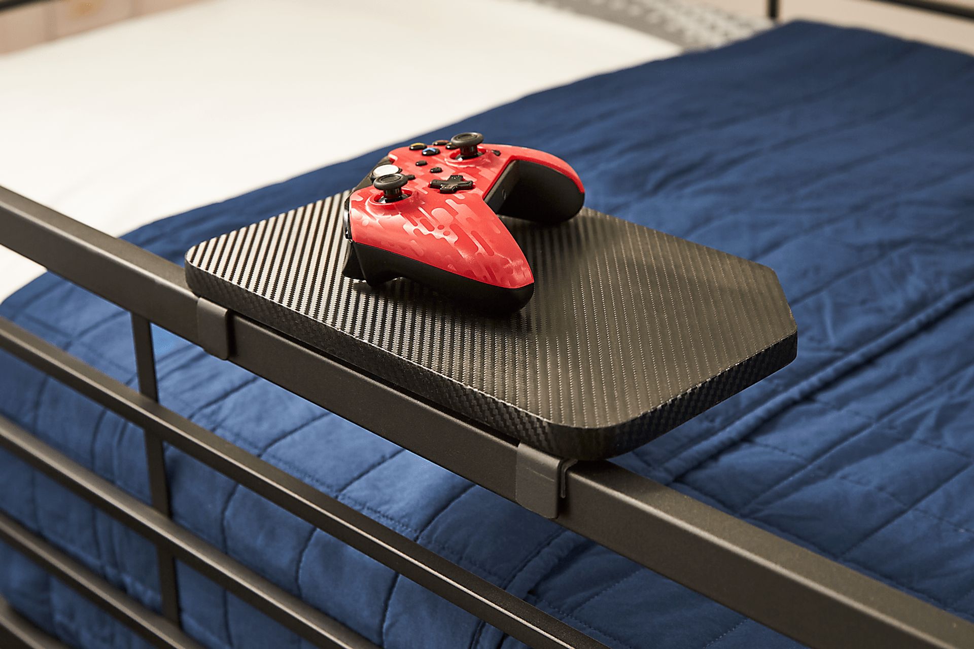 Kids Carbon Optix Black Twin Gaming Loft Bed with LED Lights and Accessories - Image 7