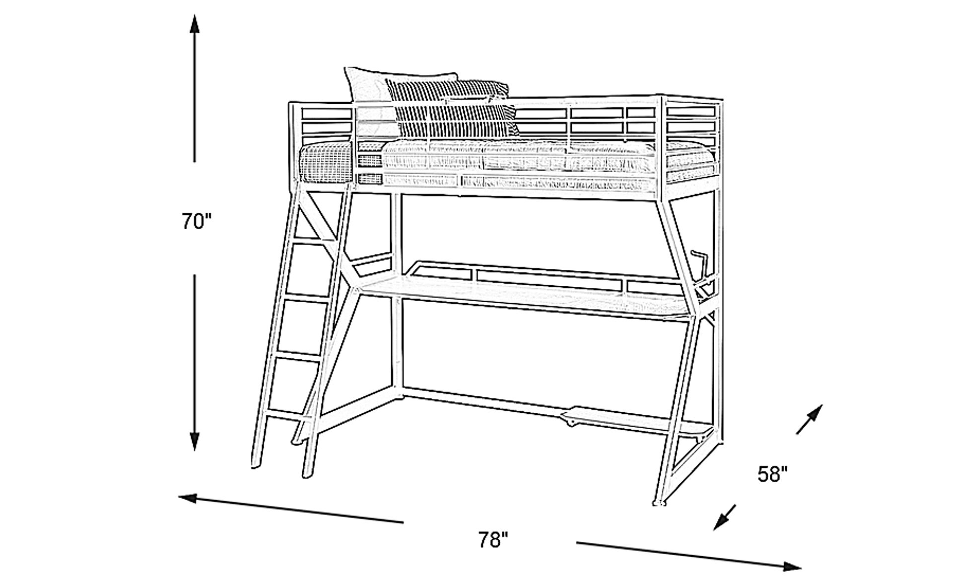 Carbon Optix Black,Carbon Black,Colors Twin Loft Bed | Rooms to Go