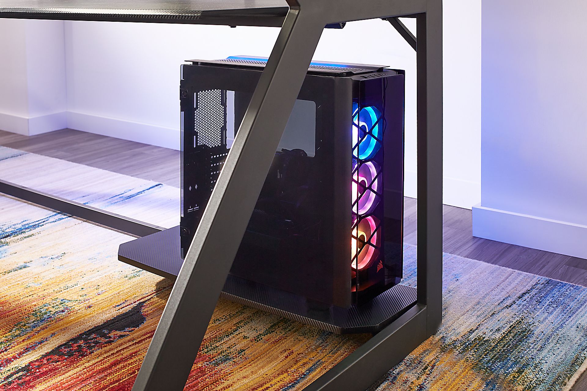 Kids Carbon Optix Black Twin Loft Gaming Bedroom with LED Lights and Accessories - Image 6