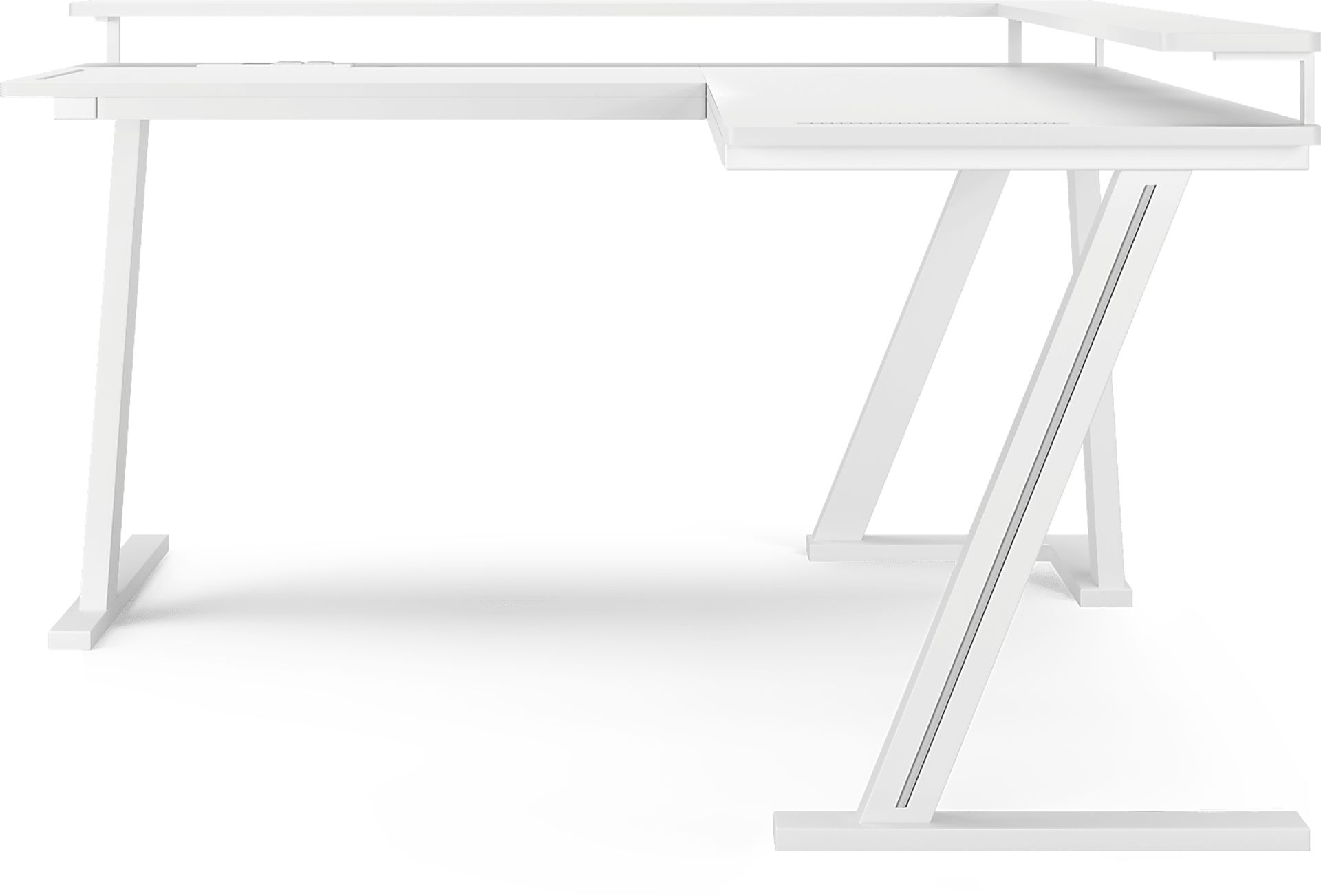 Kids Carbon Optix White L-Shaped Computer Desk with LED Lights - Image 2