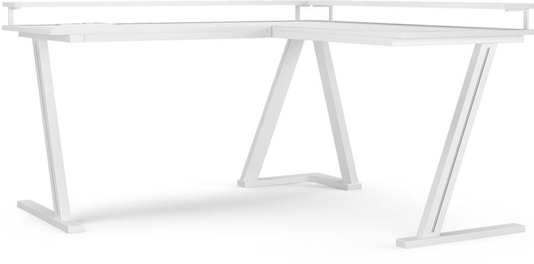 Kids Carbon Optix White L-Shaped Computer Desk with LED Lights