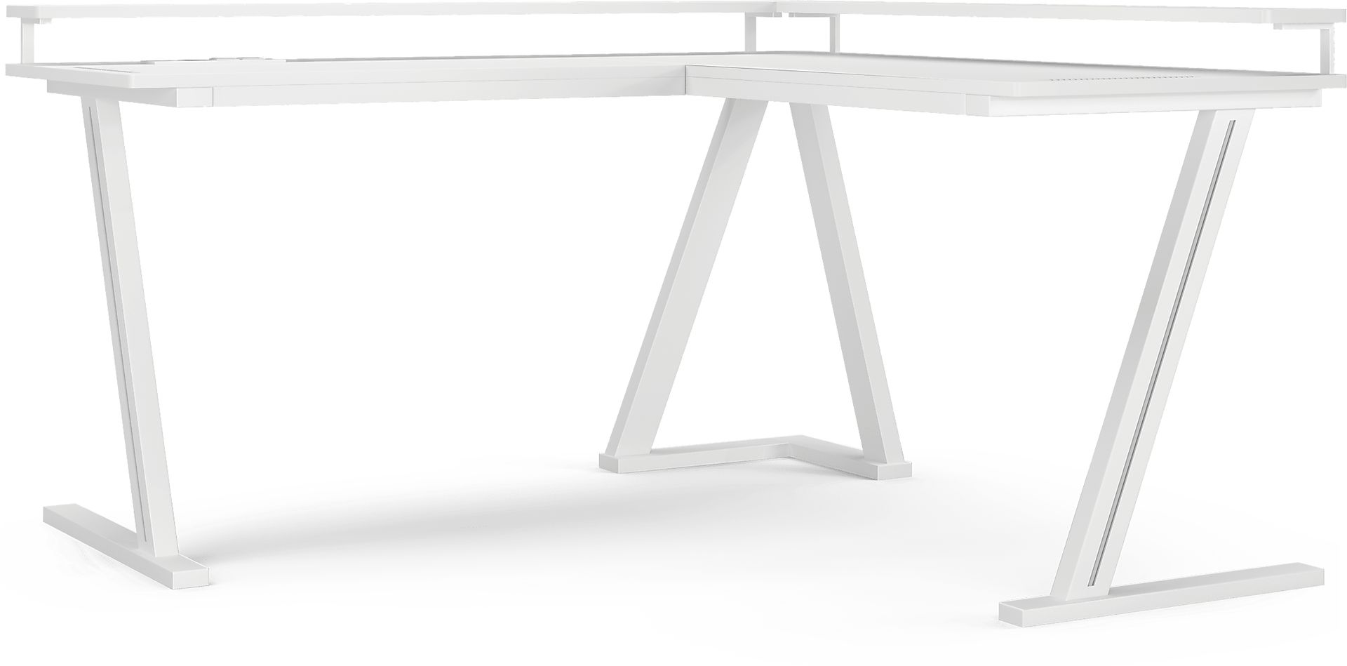 Kids Carbon Optix White L-Shaped Computer Desk with LED Lights - Image 1