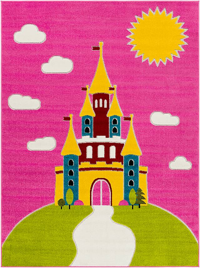 Kids Castle Top Pink 7' x 9' Rug - Thumbnail - Image 1