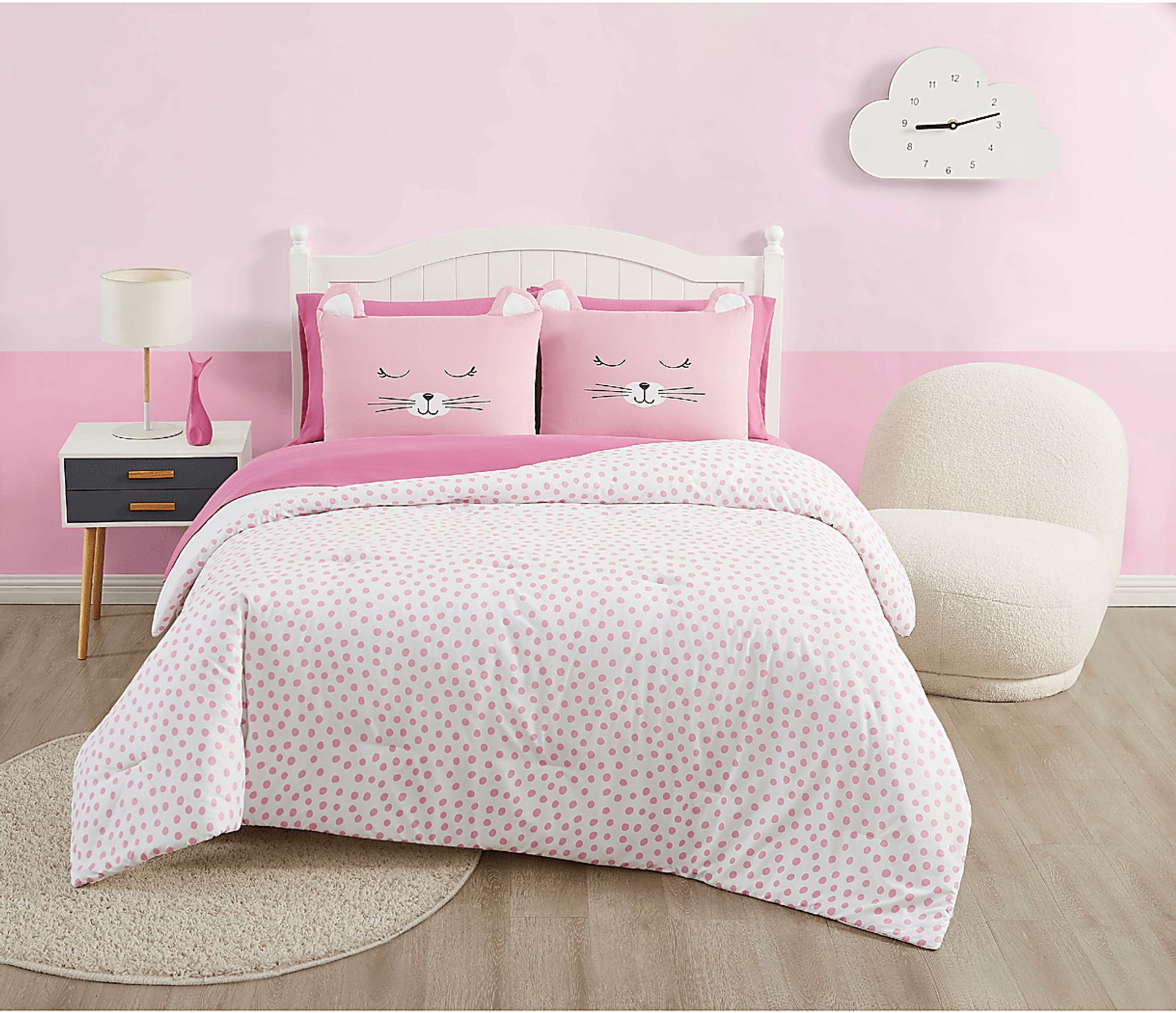 Kids Cat Cuddles Pink Twin Comforter Set - Image 4