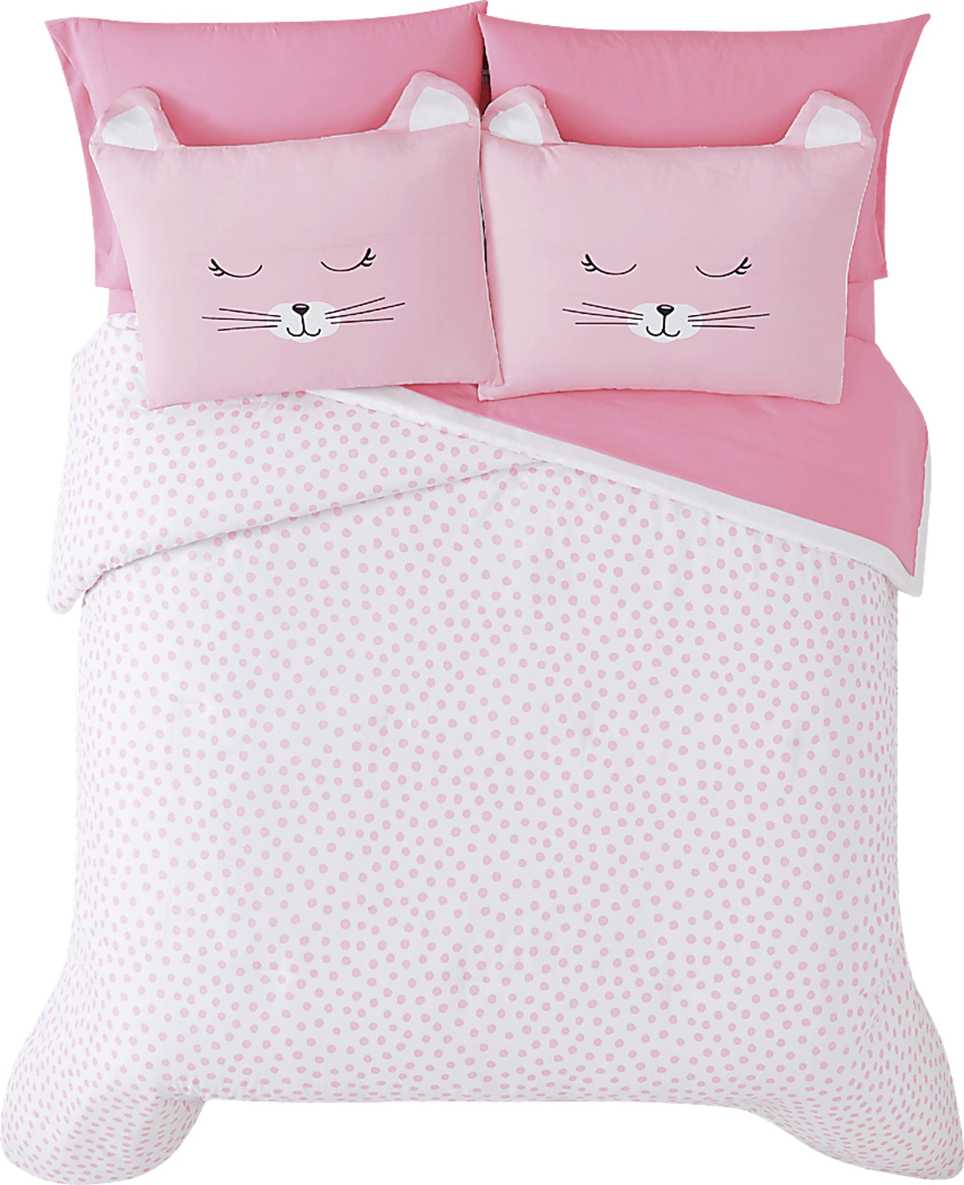 Kids Cat Cuddles Pink Twin Comforter Set - Image 1