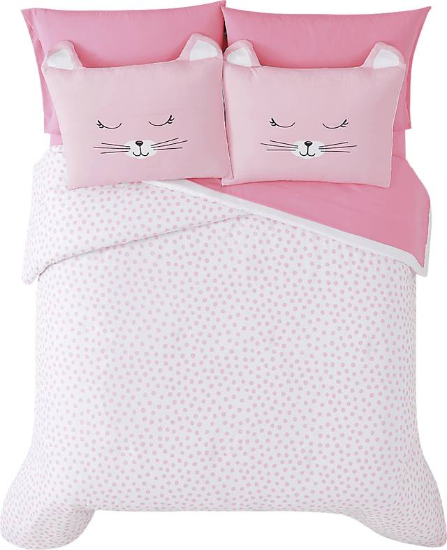 Kids Cat Cuddles Pink Full Comforter Set - Thumbnail - Image 1