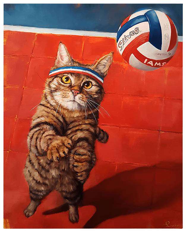 Kids Cat Volley Red Artwork - Thumbnail - Image 1