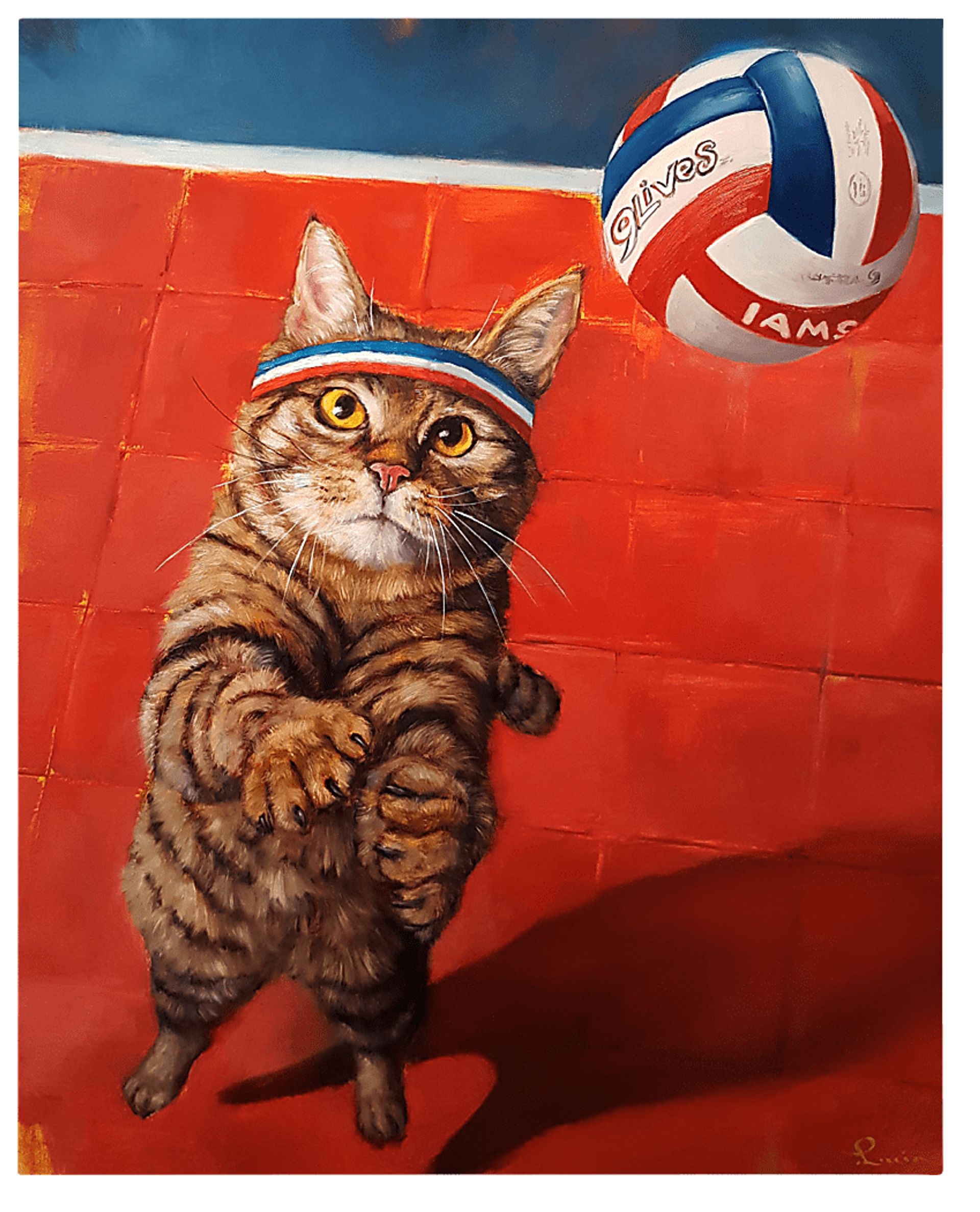 Kids Cat Volley Red Artwork - Image 1