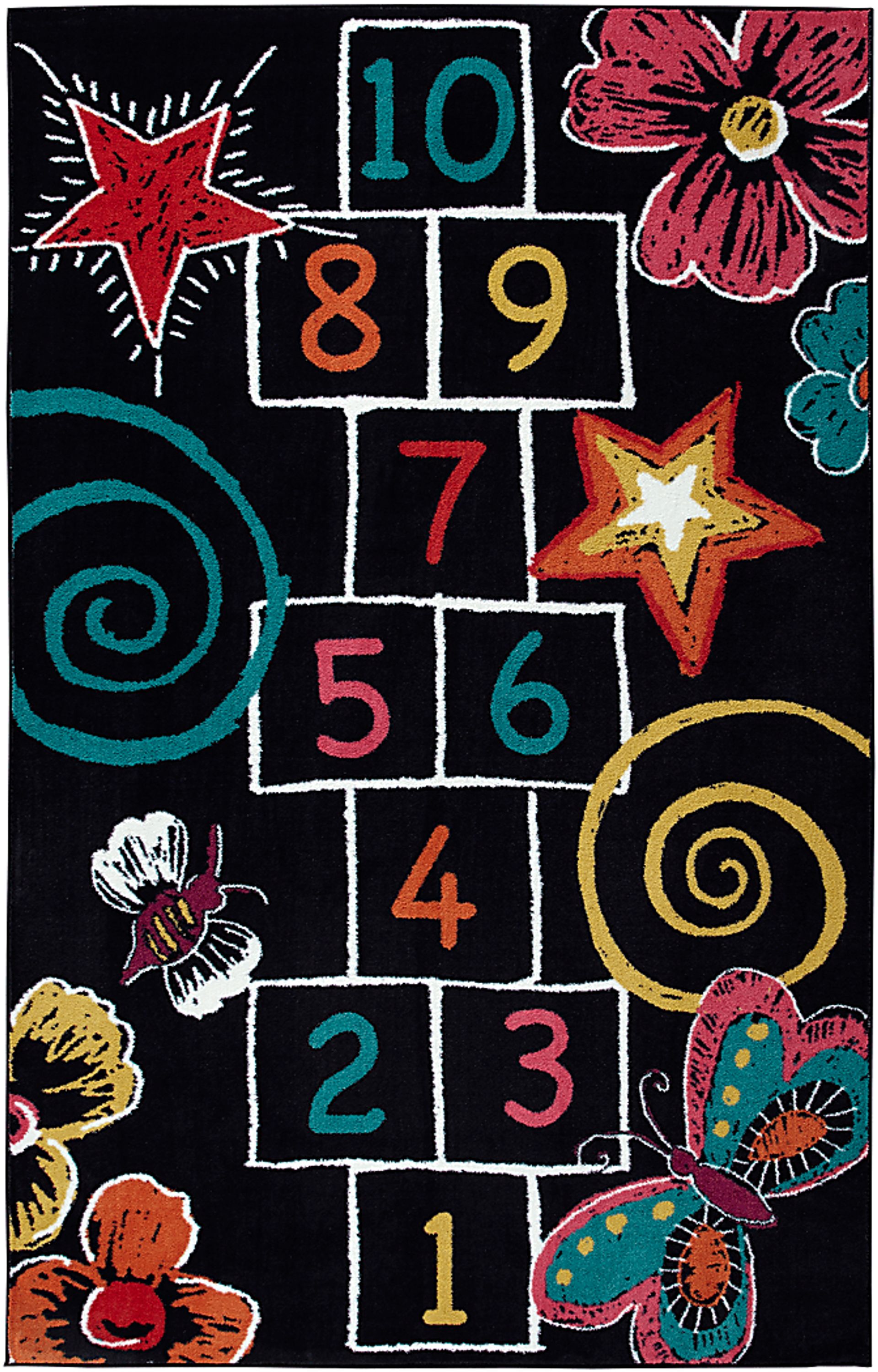 Kids Chalk Hop Black 5' x 8' Rug - Image 1