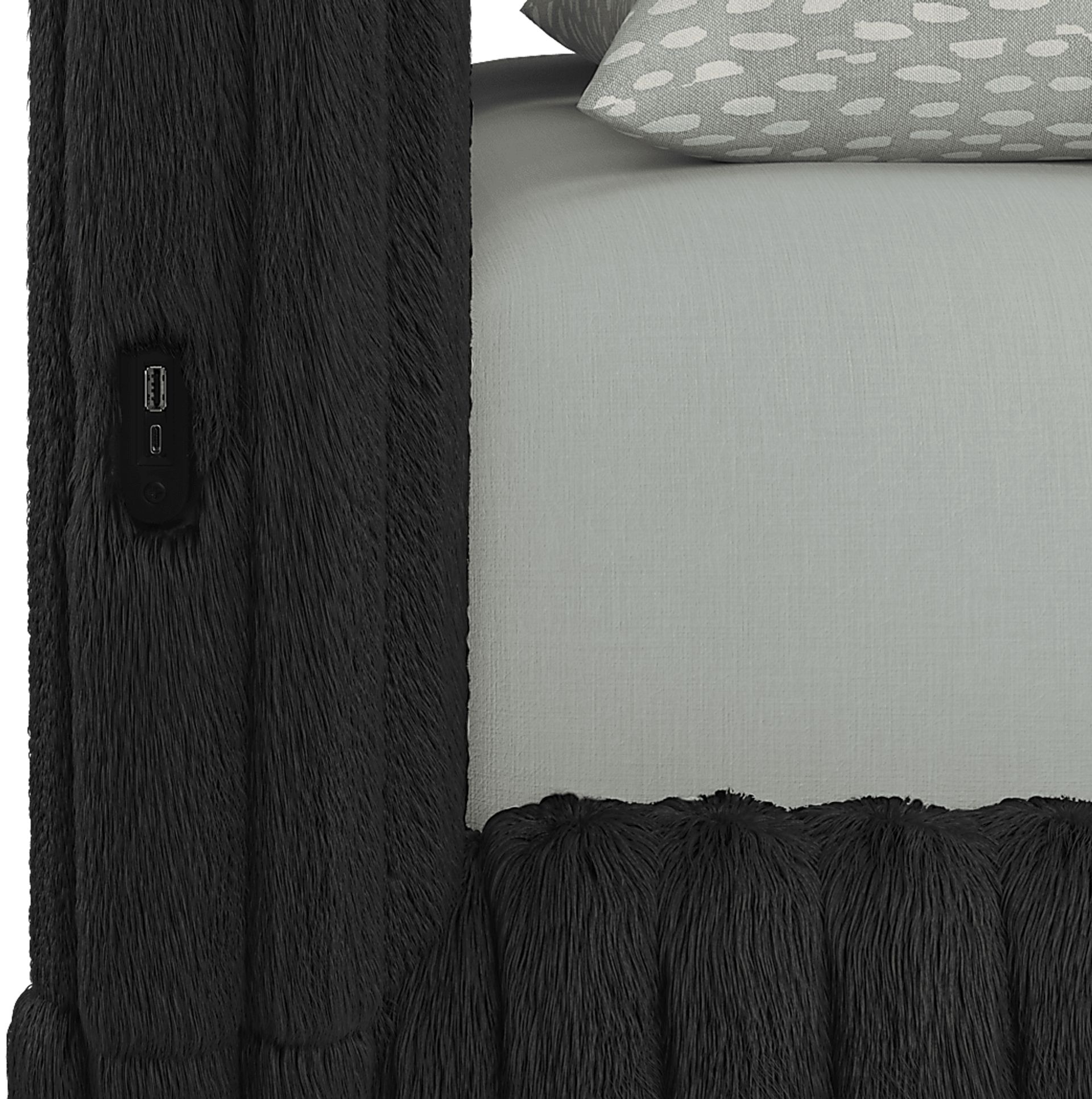 Kids Charlize Black Twin Upholstered Bed - Image 3