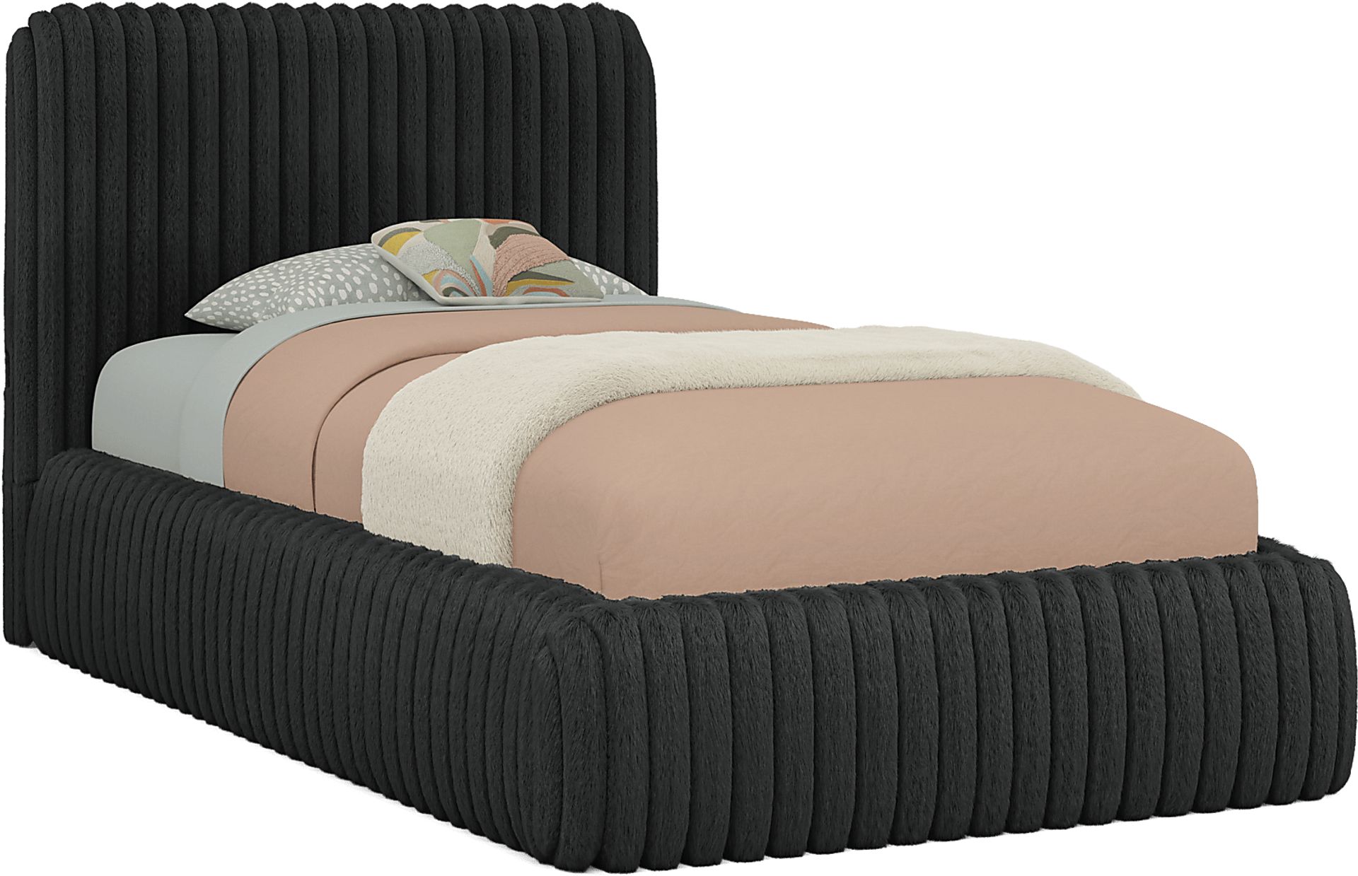 Kids Charlize Black Twin Upholstered Bed - Image 1