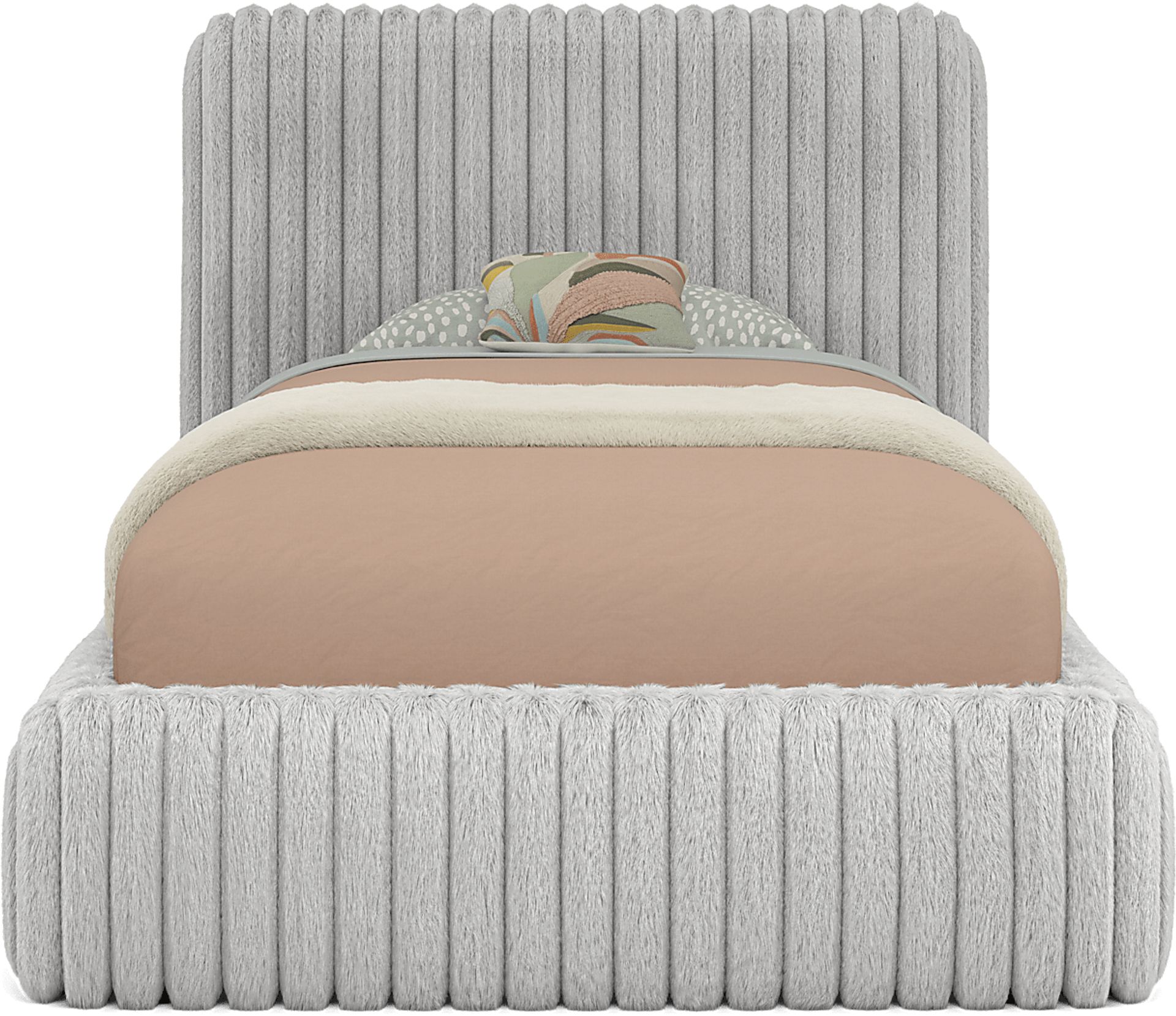 Kids Charlize Light Gray Twin Upholstered Bed - Image 2