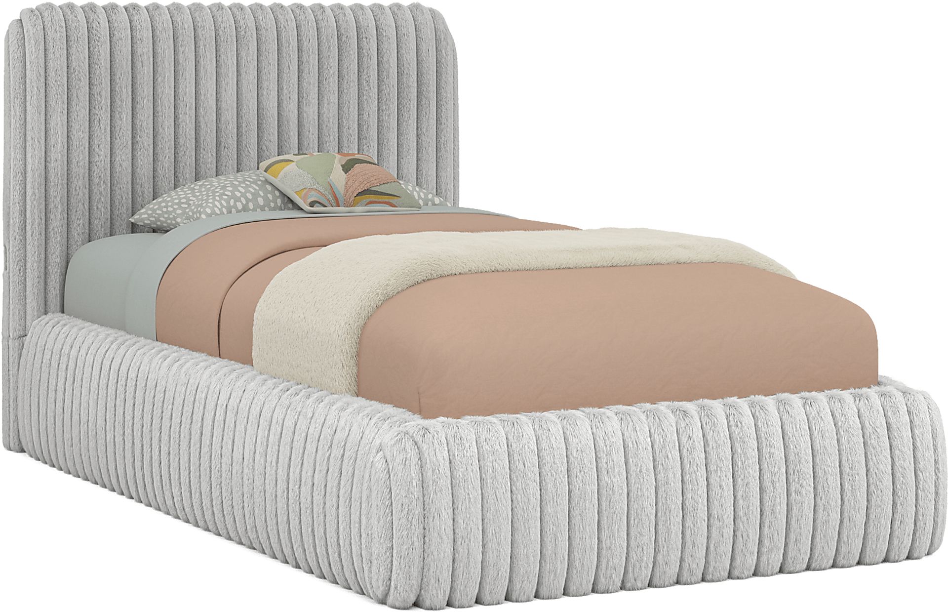 Kids Charlize Light Gray Twin Upholstered Bed - Image 1