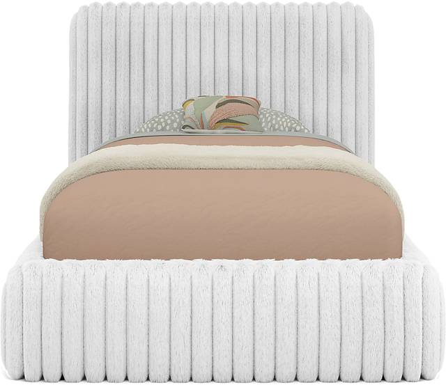 Kids Charlize White Twin Upholstered Bed - Thumbnail - Image 2