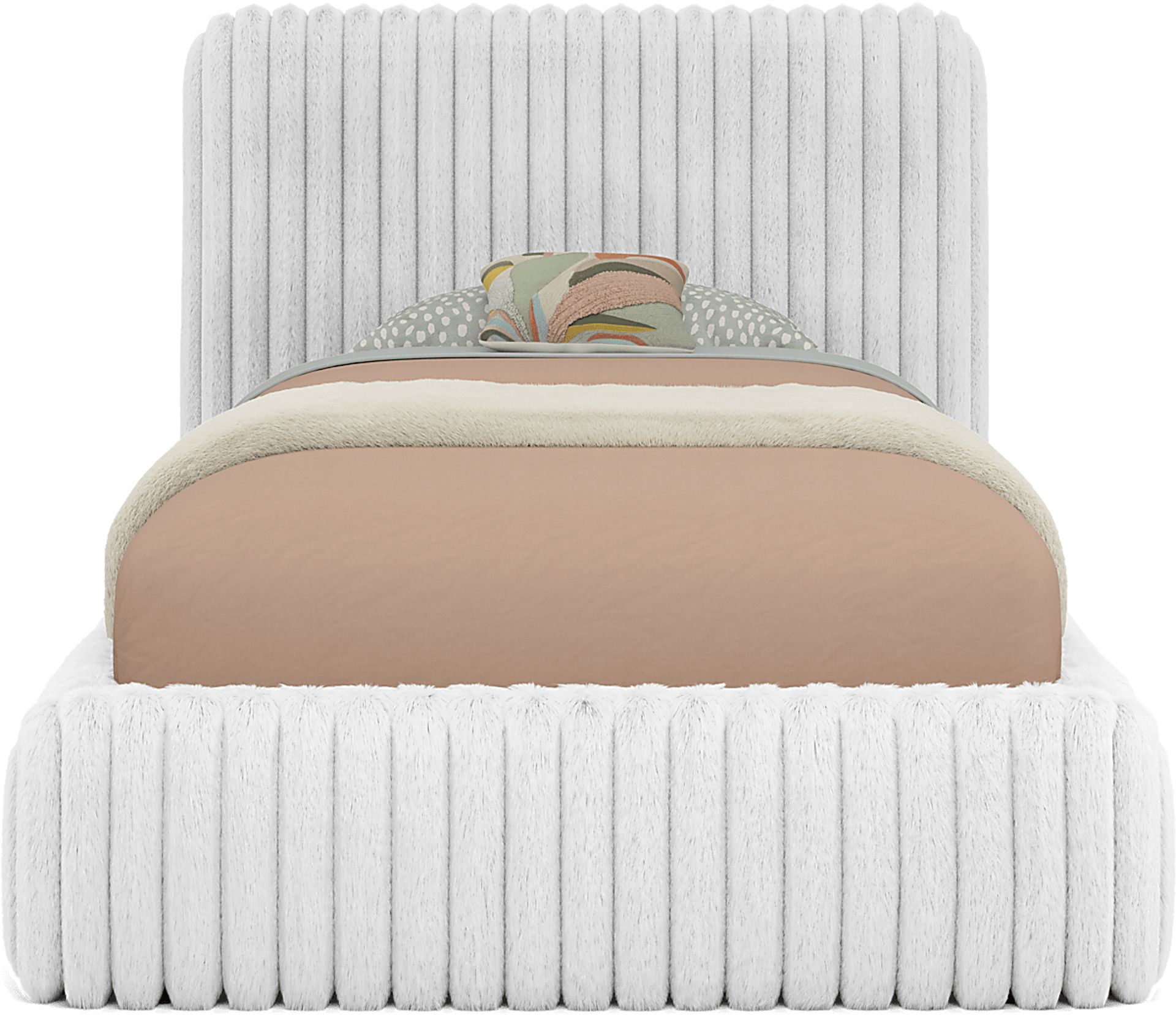 Kids Charlize White Twin Upholstered Bed - Image 2