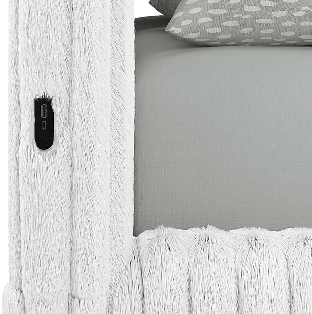 Kids Charlize White Twin Upholstered Bed - Thumbnail - Image 3