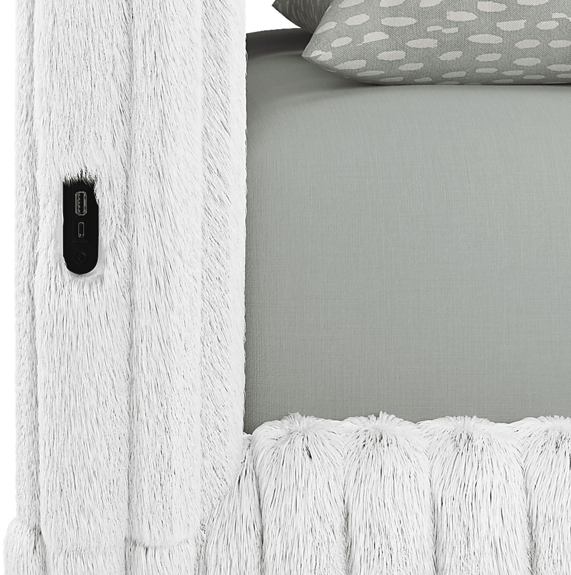 Kids Charlize White Twin Upholstered Bed - Image 3