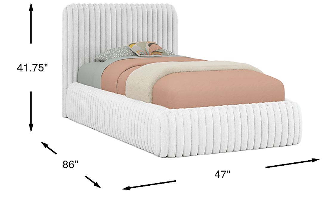 Kids Charlize White Twin Upholstered Bed